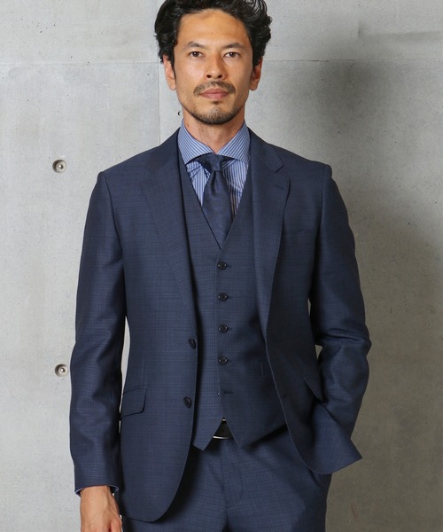 MEN'S BIGI（メンズビギ）の「ツイルピンチェックセットアップスーツ（セットアップ・メンズ・ブラック×ホワイト/ブラック×ブルー・01/02/03/04）」の2枚目の写真