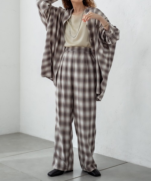 mystic（ミスティック）の「オンブレーチェックパンツ（スウェットパンツ・レディース・ベージュ/ライム/ブルー・1/2）」の14枚目の写真