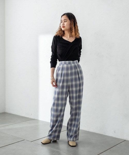 mystic（ミスティック）の「オンブレーチェックパンツ（スウェットパンツ・レディース・ベージュ/ライム/ブルー・1/2）」の8枚目の写真