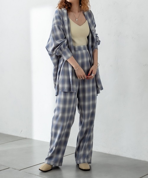 mystic（ミスティック）の「オンブレーチェックパンツ（スウェットパンツ・レディース・ベージュ/ライム/ブルー・1/2）」の19枚目の写真