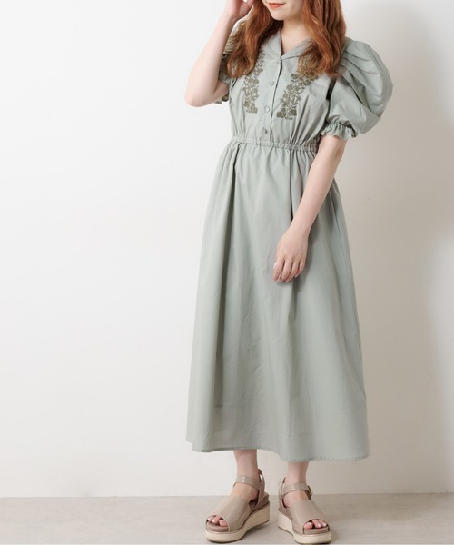 OLIVE des OLIVE（オリーブデオリーブ）の「パワショル開襟刺繍ワンピース（ワンピース・レディース・ブラウン/ライトブラウン/ミント・FREE）」の21枚目の写真