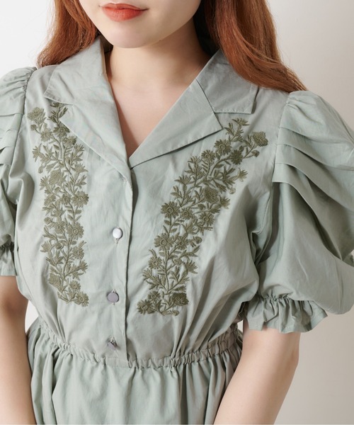 OLIVE des OLIVE（オリーブデオリーブ）の「パワショル開襟刺繍ワンピース（ワンピース・レディース・ブラウン/ライトブラウン/ミント・FREE）」の17枚目の写真