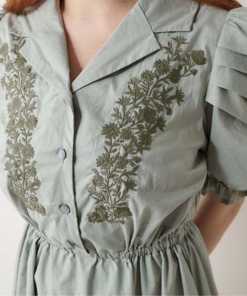 OLIVE des OLIVE（オリーブデオリーブ）の「パワショル開襟刺繍ワンピース（ワンピース・レディース・ブラウン/ライトブラウン/ミント・FREE）」の12枚目の写真