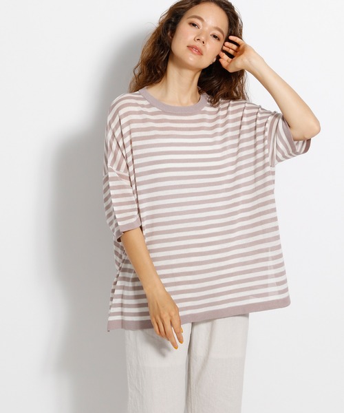 niko and...(ニコアンド)の「シアーボーダービッグプルオーバー(Tシャツ/カットソー・レディース・その他3/その他2/その他1・FREE)」の2枚目の写真