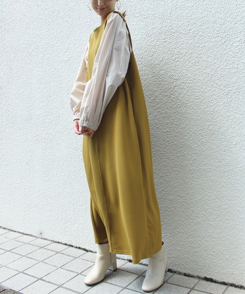 LAVEANGE（ラビアンジェ）の「ボリュームスリーブカットツイルワンピース（ワンピース・レディース・ブラック/ブルー/マスタード/グリーン/ネイビー/ブラック系その他・LL/3L/4L/5L/M/L）」の20枚目の写真