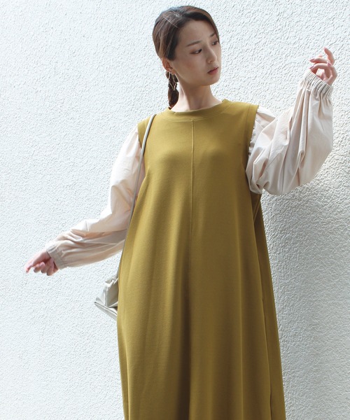 LAVEANGE（ラビアンジェ）の「ボリュームスリーブカットツイルワンピース（ワンピース・レディース・ブラック/ブルー/マスタード/グリーン/ネイビー/ブラック系その他・LL/3L/4L/5L/M/L）」の18枚目の写真