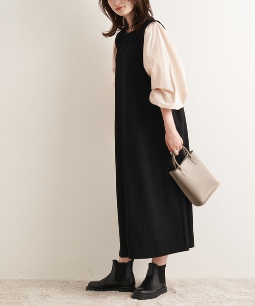 LAVEANGE（ラビアンジェ）の「ボリュームスリーブカットツイルワンピース（ワンピース・レディース・ブラック/ブルー/マスタード/グリーン/ネイビー/ブラック系その他・LL/3L/4L/5L/M/L）」の19枚目の写真