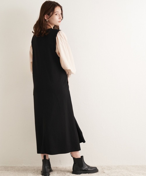 LAVEANGE（ラビアンジェ）の「ボリュームスリーブカットツイルワンピース（ワンピース・レディース・ブラック/ブルー/マスタード/グリーン/ネイビー/ブラック系その他・LL/3L/4L/5L/M/L）」の16枚目の写真