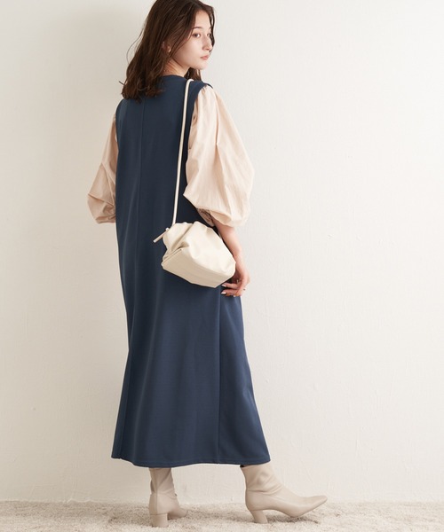 LAVEANGE（ラビアンジェ）の「ボリュームスリーブカットツイルワンピース（ワンピース・レディース・ブラック/ブルー/マスタード/グリーン/ネイビー/ブラック系その他・LL/3L/4L/5L/M/L）」の10枚目の写真