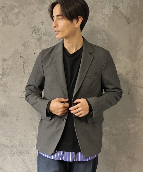 UNION STATION(ユニオンステーション)の「【セットアップ対応】ストレッチカルゼジャケット(テーラードジャケット・メンズ・グレイッシュベージュ/ネイビー/チャコール・L/M/LL/S)」の2枚目の写真