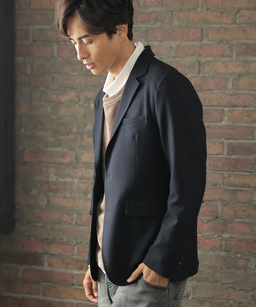 UNION STATION(ユニオンステーション)の「【セットアップ対応】ストレッチカルゼジャケット(テーラードジャケット・メンズ・グレイッシュベージュ/ネイビー/チャコール・L/M/LL/S)」の14枚目の写真