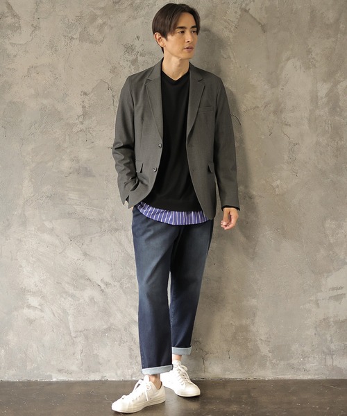 UNION STATION(ユニオンステーション)の「【セットアップ対応】ストレッチカルゼジャケット(テーラードジャケット・メンズ・グレイッシュベージュ/ネイビー/チャコール・L/M/LL/S)」の16枚目の写真