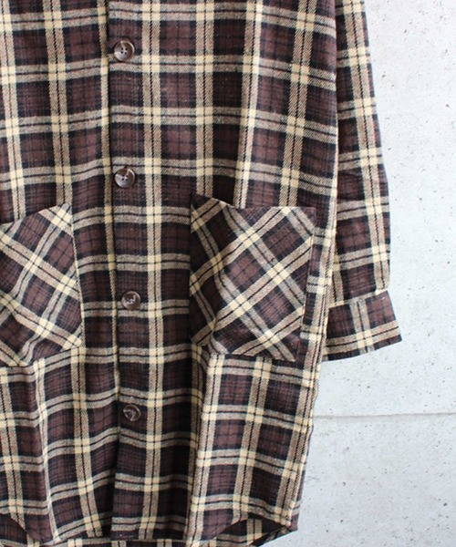 SHISKY(シスキー)の「ロング丈長袖フードネルシャツ(シャツ/ブラウス・メンズ・レッド系/グレー系/レッド系1/ネイビー系/ブラウン系/グリーン系・M/XL/L)」の13枚目の写真