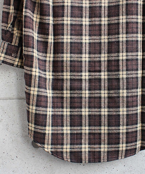 SHISKY(シスキー)の「ロング丈長袖フードネルシャツ(シャツ/ブラウス・メンズ・レッド系/グレー系/レッド系1/ネイビー系/ブラウン系/グリーン系・M/XL/L)」の9枚目の写真