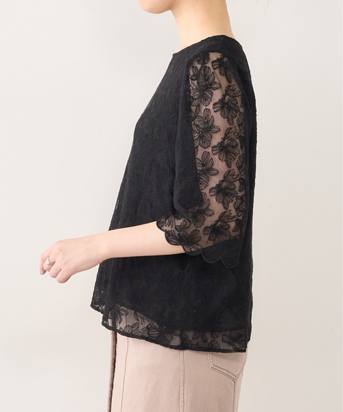 natural couture(ナチュラルクチュール)の「袖口スカラップフラワーレースブラウス(シャツ/ブラウス・レディース・アイボリー/ブラック/ブラウン/ピンク・FREE)」の21枚目の写真