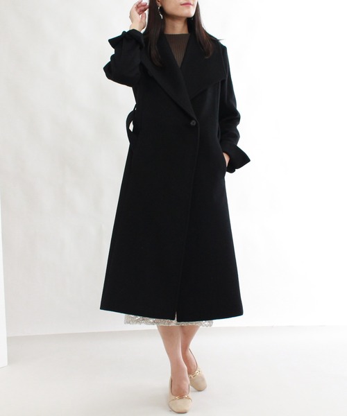 TRUDEA（トルディア）の「【プレミアムカシミア】ビッグカラーコート（その他アウター・レディース・ブラック/ピンクベージュ/モカ/キャメル・LARGE/MEDIUM）」の2枚目の写真