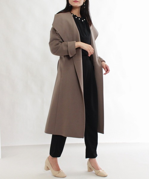 TRUDEA（トルディア）の「【プレミアムカシミア】ビッグカラーコート（その他アウター・レディース・ブラック/ピンクベージュ/モカ/キャメル・LARGE/MEDIUM）」の10枚目の写真