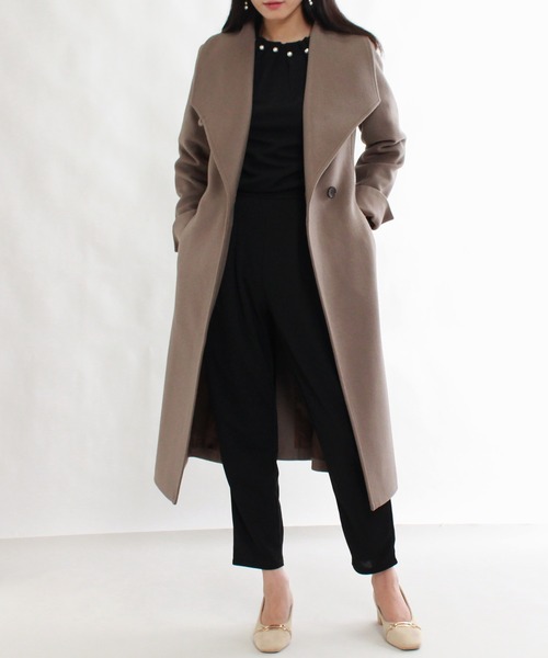 TRUDEA（トルディア）の「【プレミアムカシミア】ビッグカラーコート（その他アウター・レディース・ブラック/ピンクベージュ/モカ/キャメル・LARGE/MEDIUM）」の14枚目の写真