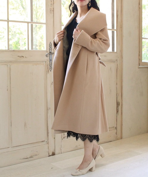 TRUDEA（トルディア）の「【プレミアムカシミア】ビッグカラーコート（その他アウター・レディース・ブラック/ピンクベージュ/モカ/キャメル・LARGE/MEDIUM）」の13枚目の写真