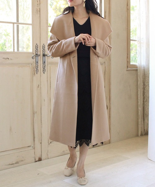 TRUDEA（トルディア）の「【プレミアムカシミア】ビッグカラーコート（その他アウター・レディース・ブラック/ピンクベージュ/モカ/キャメル・LARGE/MEDIUM）」の19枚目の写真