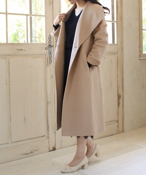 TRUDEA（トルディア）の「【プレミアムカシミア】ビッグカラーコート（その他アウター・レディース・ブラック/ピンクベージュ/モカ/キャメル・LARGE/MEDIUM）」の7枚目の写真