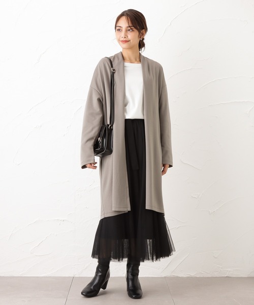 NAVY(ネイビー)の「ポンチ素材 ハンサムスウェット トッパーカーデ(カーディガン/ボレロ・レディース・ブラック/ベージュ/パープル/ブラウン・フリー)」の3枚目の写真