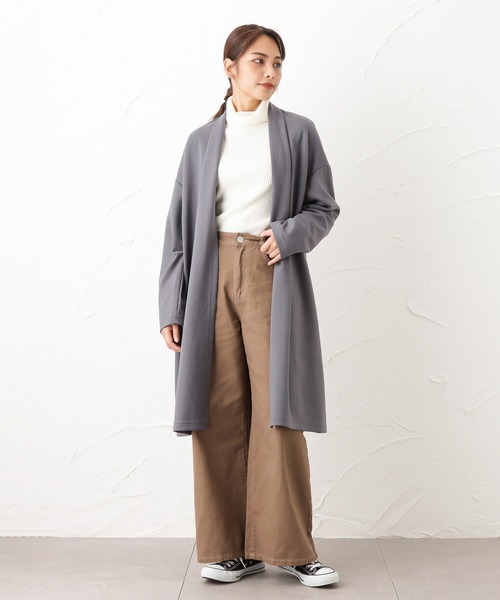 NAVY(ネイビー)の「ポンチ素材 ハンサムスウェット トッパーカーデ(カーディガン/ボレロ・レディース・ブラック/ベージュ/パープル/ブラウン・フリー)」の4枚目の写真
