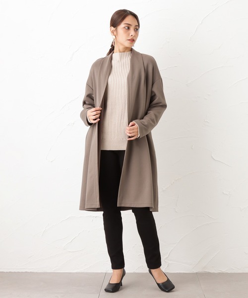 NAVY(ネイビー)の「ポンチ素材 ハンサムスウェット トッパーカーデ(カーディガン/ボレロ・レディース・ブラック/ベージュ/パープル/ブラウン・フリー)」の2枚目の写真