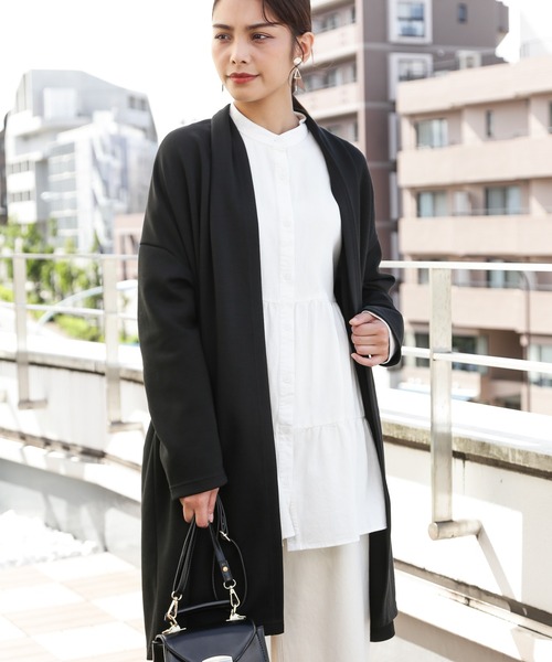 NAVY(ネイビー)の「ポンチ素材 ハンサムスウェット トッパーカーデ(カーディガン/ボレロ・レディース・ブラック/ベージュ/パープル/ブラウン・フリー)」の1枚目の写真
