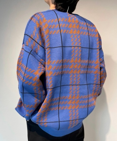 WESTBOY(ウエストボーイ)の「Check Drop Shoulder Oversized Cardigan WO21W3TP07 【WB ORIGINALS】(カーディガン/ボレロ・メンズ・イエロー/ブルー/ベージュ/ブラック/ブラック系その他・XL/L/M)」の19枚目の写真
