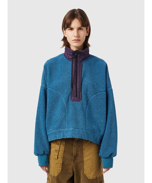 DIESEL ハーフジップロングスウェットドレスワンピース切り替え