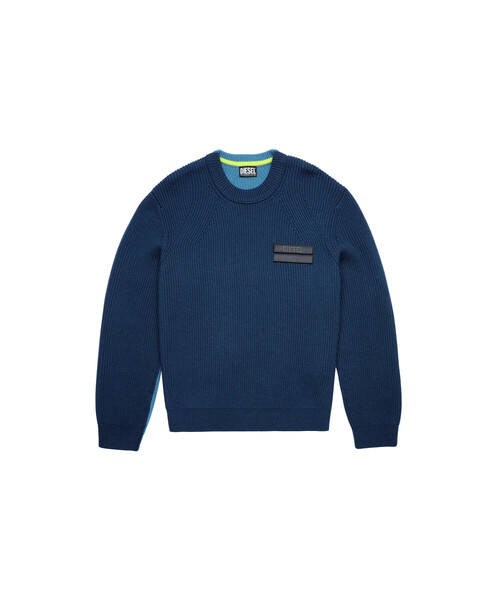 DIESEL リブニットトップス ダークブルー XS M-ANCHOR-A Rib-knit top with Oval D｜ブルー｜ウィメンズ｜DIESEL