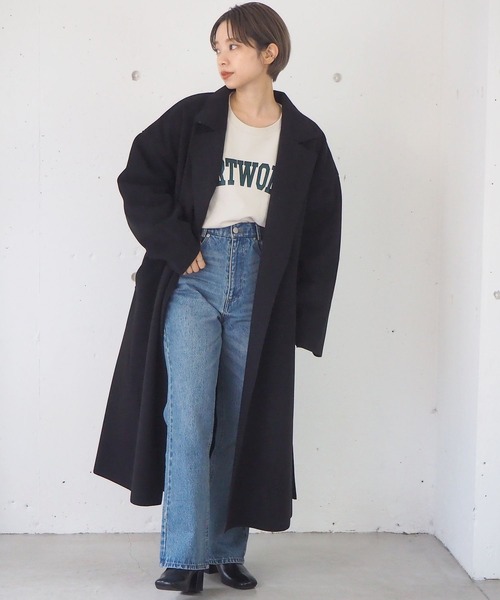 tiptop（ティップトップ）の「ダブルフェイスロングコート（チェスターコート・レディース・ブラック/ブルー/アイボリー/モカ・FREE）」の3枚目の写真