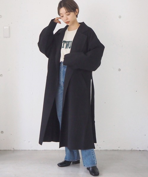 tiptop（ティップトップ）の「ダブルフェイスロングコート（チェスターコート・レディース・ブラック/ブルー/アイボリー/モカ・FREE）」の13枚目の写真