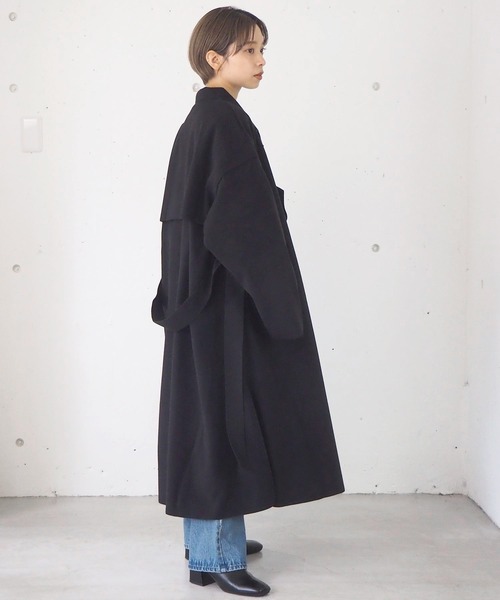 tiptop（ティップトップ）の「ダブルフェイスロングコート（チェスターコート・レディース・ブラック/ブルー/アイボリー/モカ・FREE）」の8枚目の写真