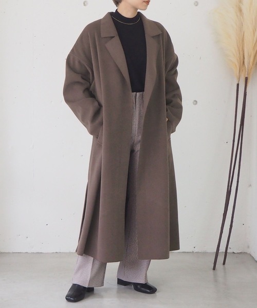 tiptop（ティップトップ）の「ダブルフェイスロングコート（チェスターコート・レディース・ブラック/ブルー/アイボリー/モカ・FREE）」の11枚目の写真