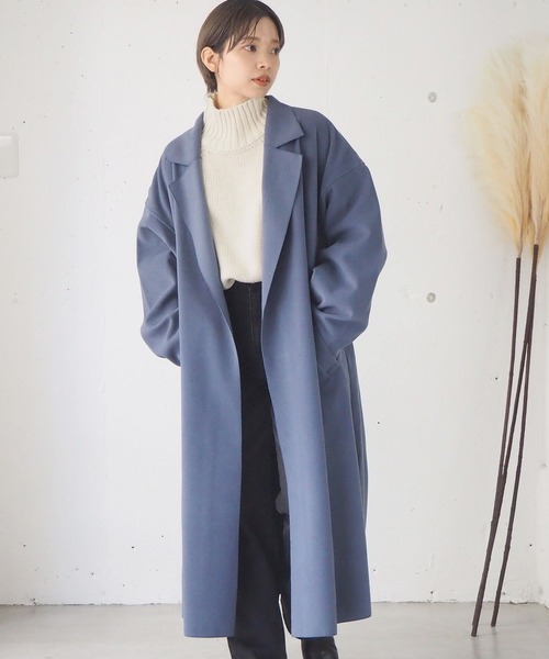 tiptop（ティップトップ）の「ダブルフェイスロングコート（チェスターコート・レディース・ブラック/ブルー/アイボリー/モカ・FREE）」の7枚目の写真