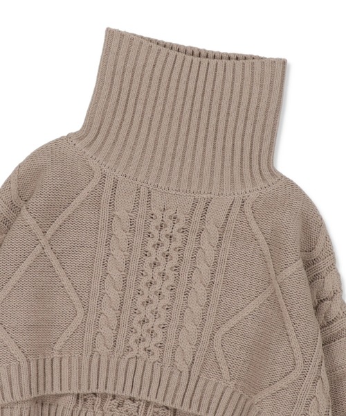 SPINNS（スピンズ）の「ショート丈 タートルネックニット（ニット/セーター・レディース・ブラック/アイボリー/グレイッシュベージュ・ONESIZE）」の5枚目の写真