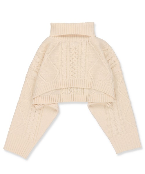 SPINNS（スピンズ）の「ショート丈 タートルネックニット（ニット/セーター・レディース・ブラック/アイボリー/グレイッシュベージュ・ONESIZE）」の8枚目の写真