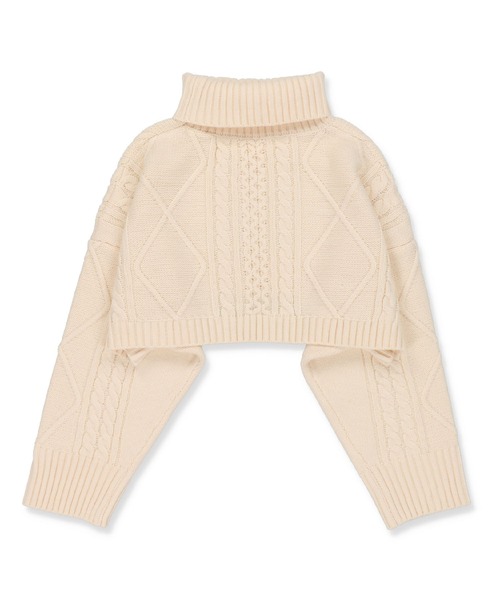 SPINNS（スピンズ）の「ショート丈 タートルネックニット（ニット/セーター・レディース・ブラック/アイボリー/グレイッシュベージュ・ONESIZE）」の13枚目の写真