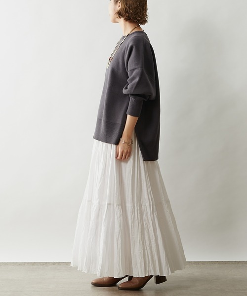 Omekashi（オメカシ）の「スウェットライククルーニット（ニット/セーター・レディース・チャコールグレー/ブラック/オフホワイト/ネイビー・FREE）」の10枚目の写真