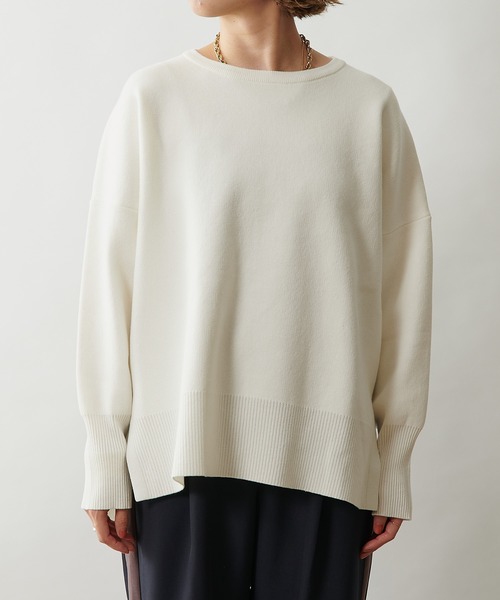 Omekashi（オメカシ）の「スウェットライククルーニット（ニット/セーター・レディース・チャコールグレー/ブラック/オフホワイト/ネイビー・FREE）」の5枚目の写真