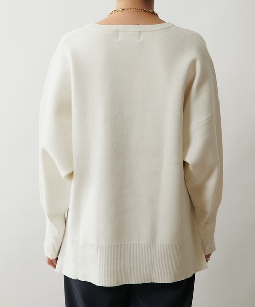 Omekashi（オメカシ）の「スウェットライククルーニット（ニット/セーター・レディース・チャコールグレー/ブラック/オフホワイト/ネイビー・FREE）」の19枚目の写真