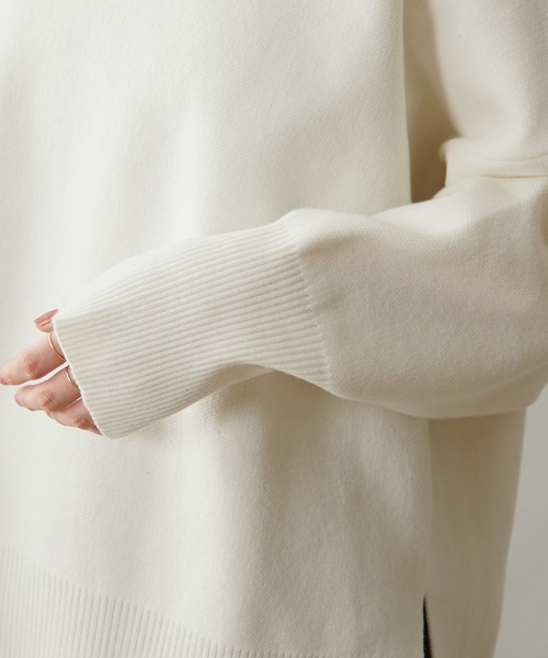 Omekashi（オメカシ）の「スウェットライククルーニット（ニット/セーター・レディース・チャコールグレー/ブラック/オフホワイト/ネイビー・FREE）」の9枚目の写真