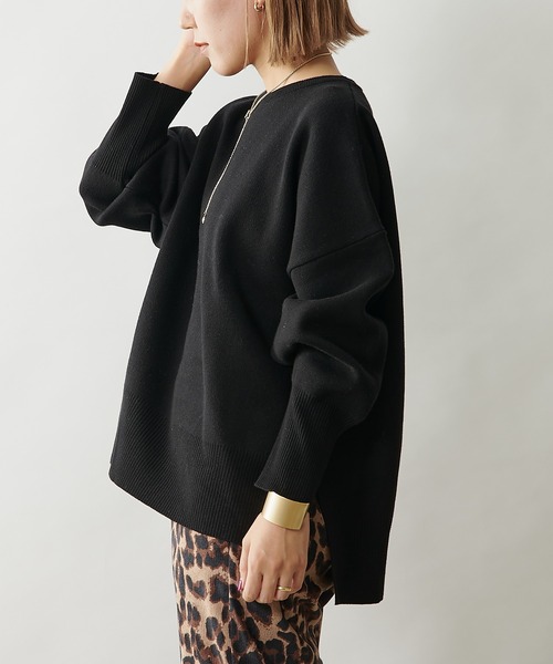 Omekashi（オメカシ）の「スウェットライククルーニット（ニット/セーター・レディース・チャコールグレー/ブラック/オフホワイト/ネイビー・FREE）」の21枚目の写真