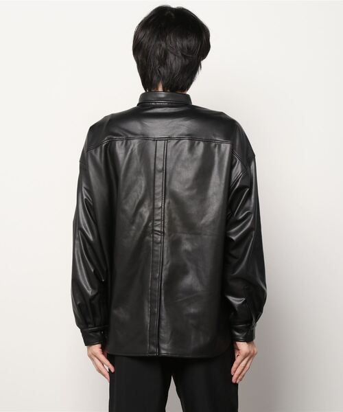 LUSOR（ルーソル）の「LUSOR/ルーソル/フェイクレザーシャツブルゾン（シャツ/ブラウス・メンズ・ブラック・MEDIUM/LARGE）」の3枚目の写真