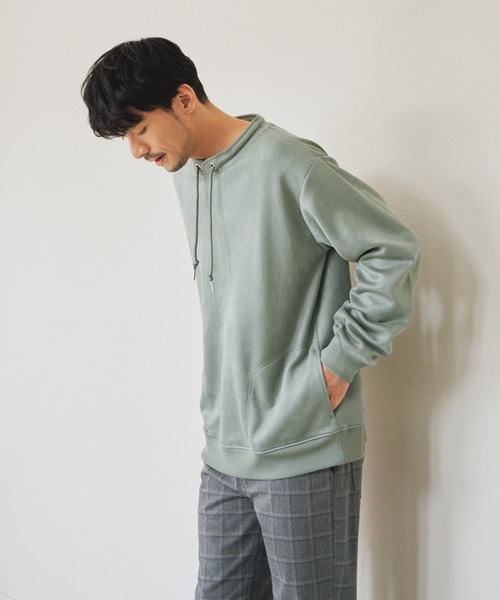 ikka（イッカ）の「清潔フェイクスエードルーイカラー（スウェット・メンズ・ミント/チャコールグレー/ブルー/ピンク/ライトグレー・S/XL/L/M）」の11枚目の写真