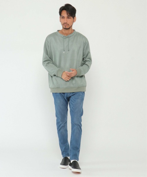 ikka（イッカ）の「清潔フェイクスエードルーイカラー（スウェット・メンズ・ミント/チャコールグレー/ブルー/ピンク/ライトグレー・S/XL/L/M）」の13枚目の写真