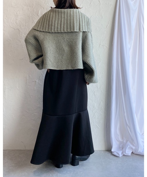 She's Closet(シーズクローゼット)の「ワイドリブ編み襟付きボリュームスリーブセーラーカラーニット(ニット/セーター・レディース・グレイッシュベージュ/アイボリー/オリーブ/ブラック・FREE)」の10枚目の写真