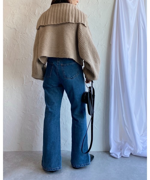 She's Closet(シーズクローゼット)の「ワイドリブ編み襟付きボリュームスリーブセーラーカラーニット(ニット/セーター・レディース・グレイッシュベージュ/アイボリー/オリーブ/ブラック・FREE)」の12枚目の写真